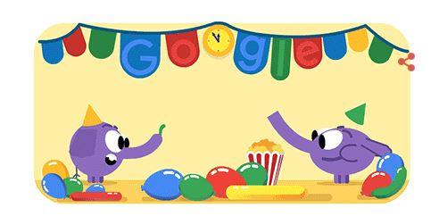  Google's last doodle for 2018 shows a pair of elephants having a New Year's Eve party