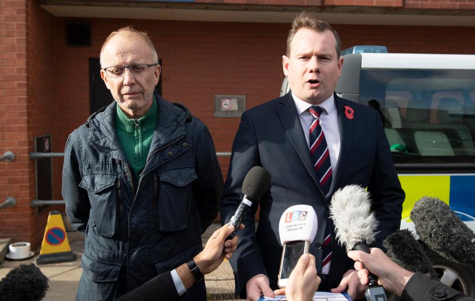  Peter Gouldstone's son, Simon, with DI Paul Ridley at a press conference at Edmonton Police Station