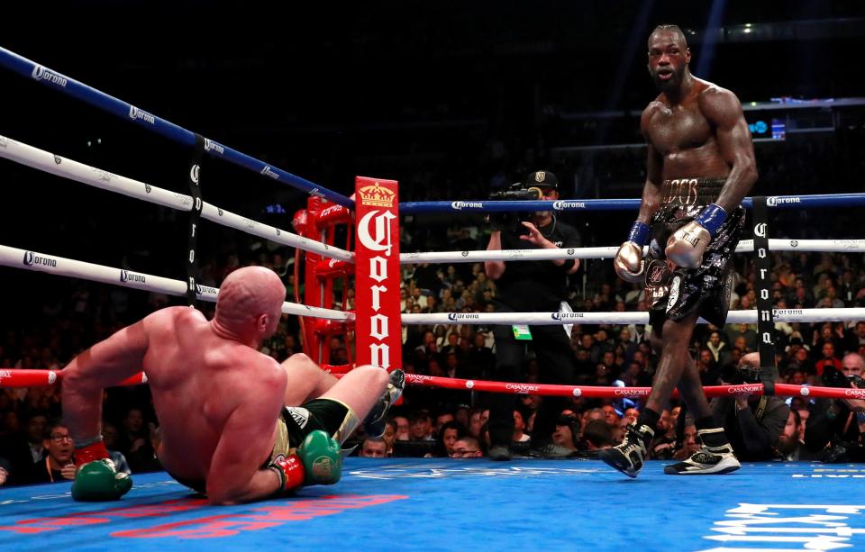 Deontay Wilder sent Tyson Fury crashing to the floor in the ninth round