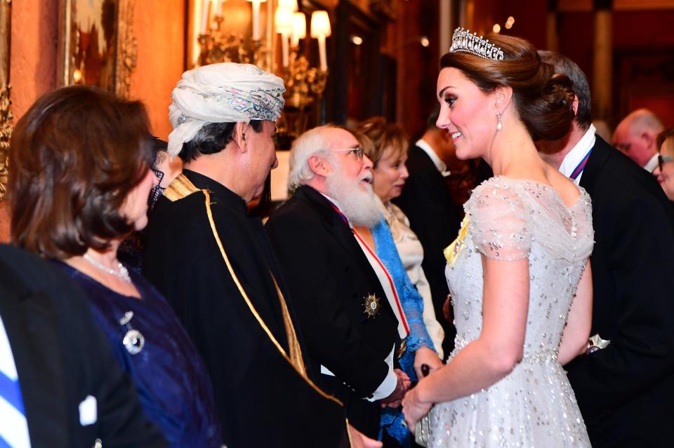 Kate Middleton wore a Jenny Packham gown 