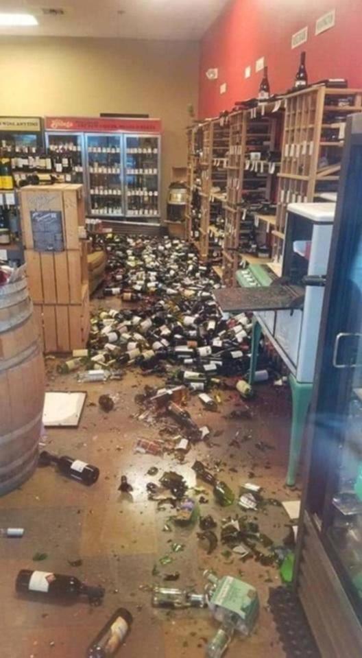  An earthquake in Alaska, USA, caused this wine merchants to lose more or less half of his stock