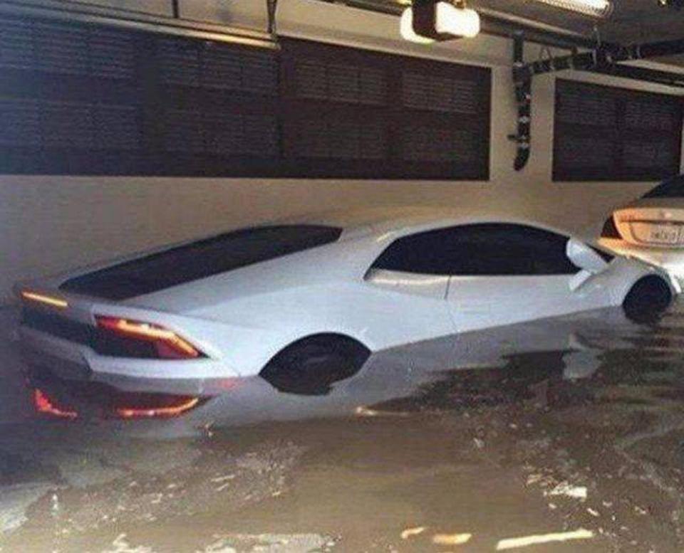  Please NO! This Lamborghini owner's life got marginally worse when he returned home to find his garage flooded