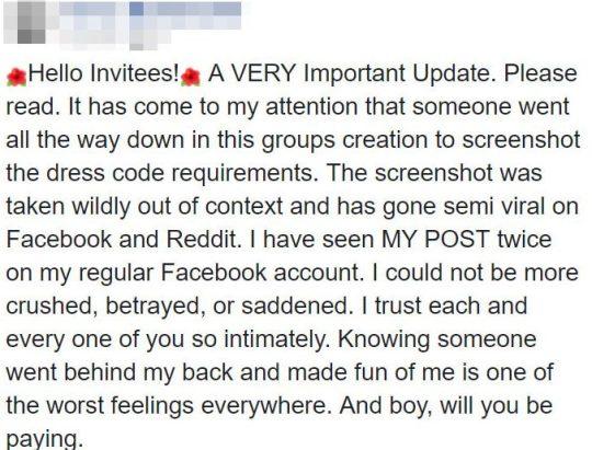  This bridezilla responded to the exposure of her body-weight dress code somewhat badly