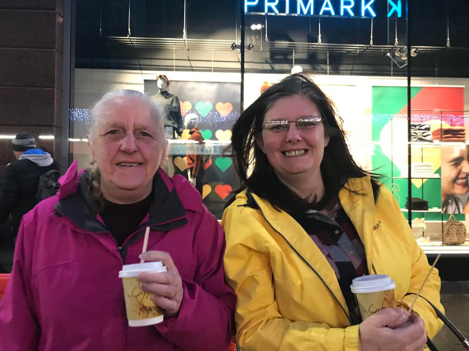 Mary Craig, left, and Tracey Sharvin were among an estimated 1,000 people who joined a queue to enter the new Primark store on Castle Street, Belfast