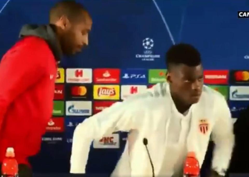  Thierry Henry's passage to the exit was blocked by Badiashile who failed to tuck in his chair