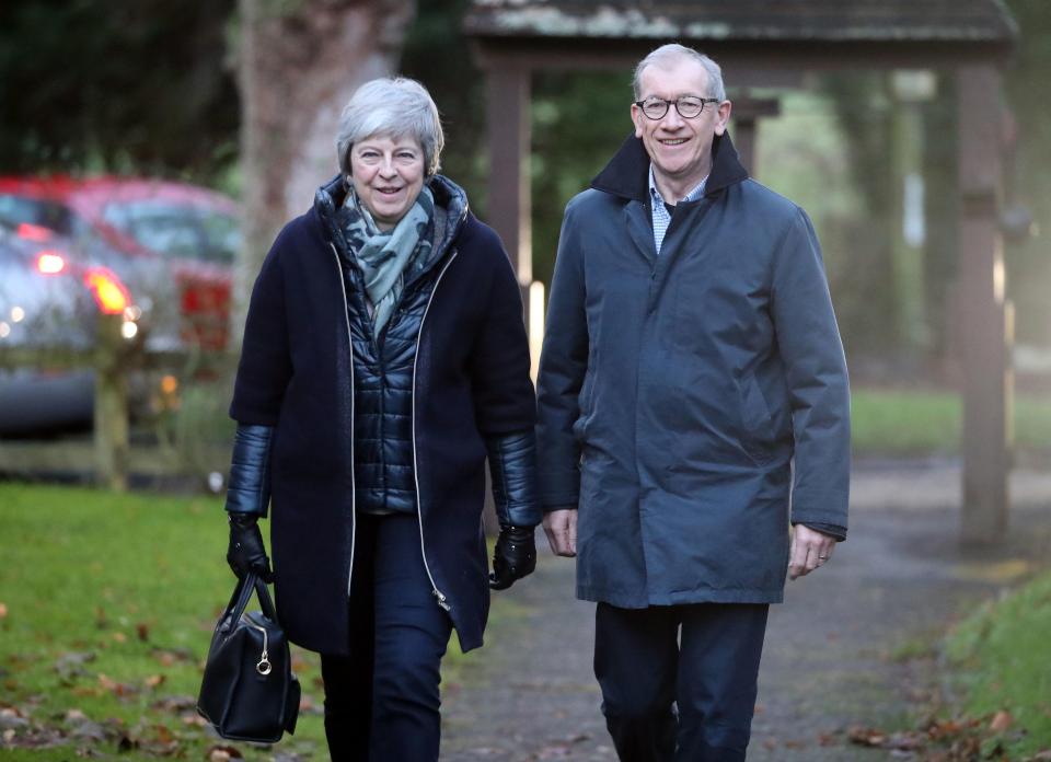Theresa May here with husband Philip failed to get legal assurances from the EU on the Irish Backstop