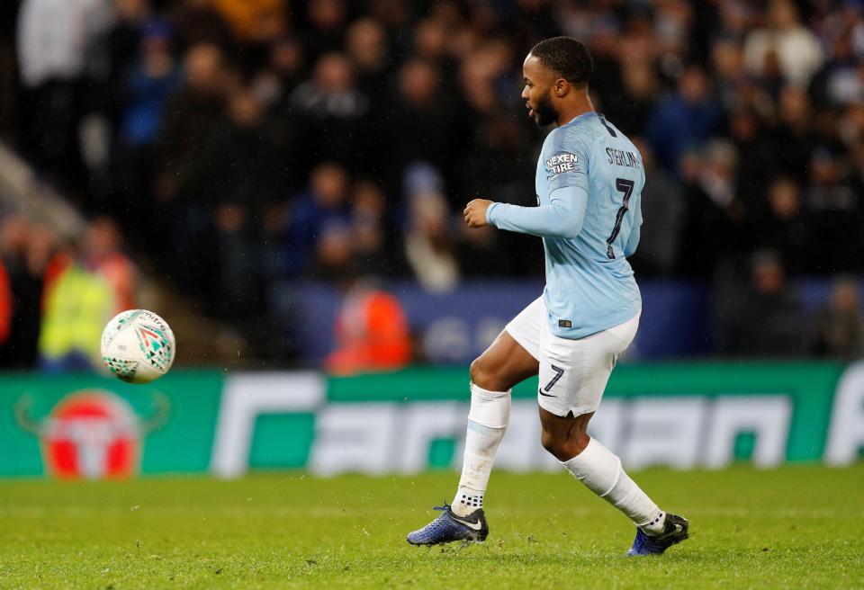 Raheem Sterling went for the neat finish but got it horribly wrong 