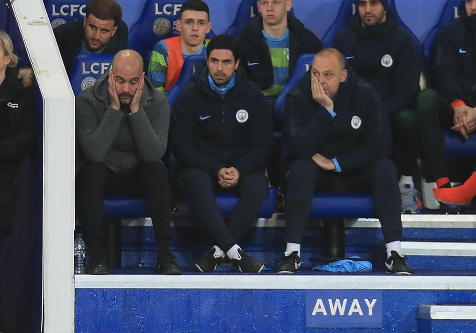  Pep Guardiola was left with his head in his hands after the defeat