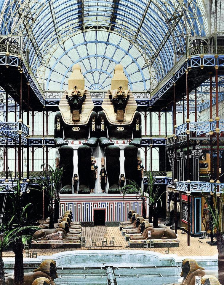 The Egyptian Court inside the Crystal Palace, an impressive structure built specifically for the Great Exhibition of 1851 held in London