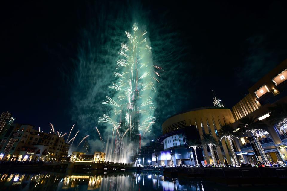  Dubai's skies light up as New Year's Eve fireworks are launched from the Burj Khalifa