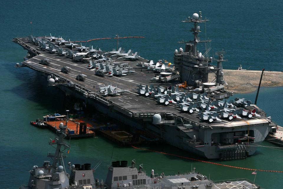  The nuclear-powered USS George Washington aircraft carrier docked in Busan, South Korea