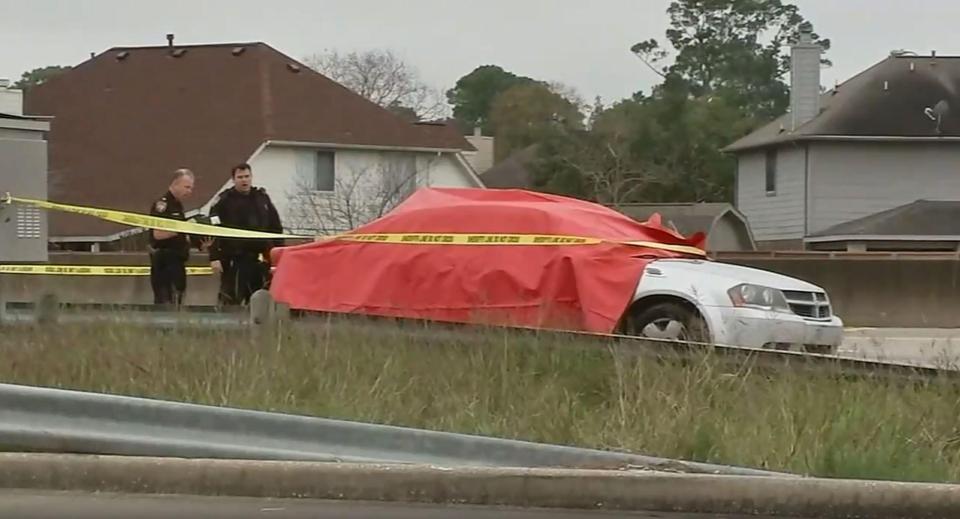 Police at the scene of the shooting in Houston, Texas