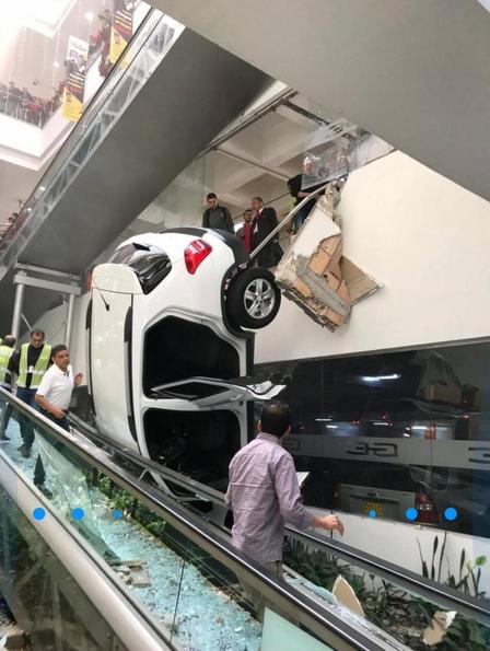 This vehicle reportedly drove from the shopping mall car park onto the escalator in Bogota, Colombia