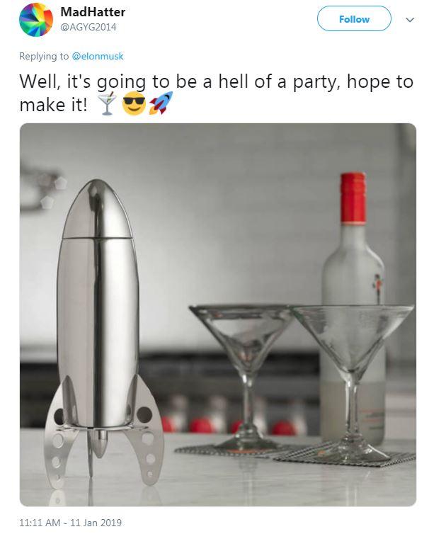  The MadHatter showed of a cocktail mixer that looks just like Musk's interstellar creation