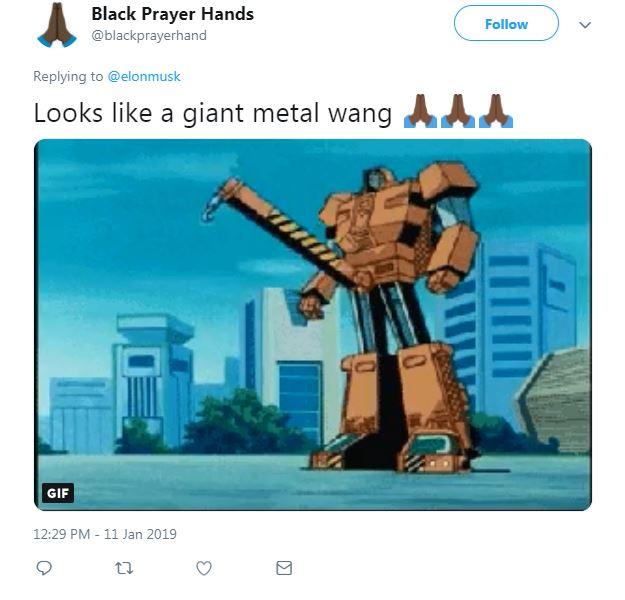  User Black Prayer Hands poked fun at the phallic shape of the sophisticated spacecraft