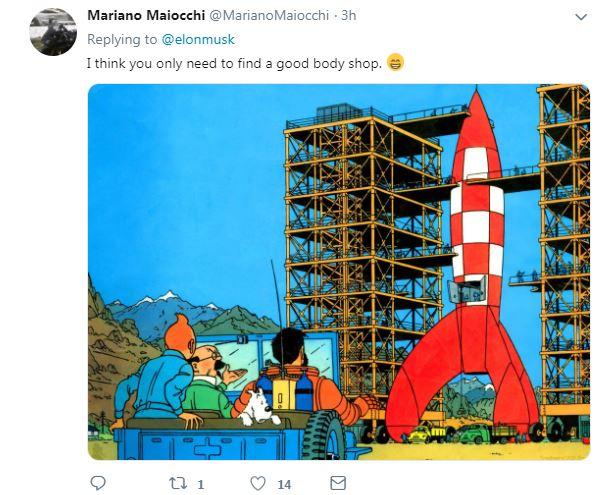  Some suggested Musk should give his ship a paint job to finish the Tintin look