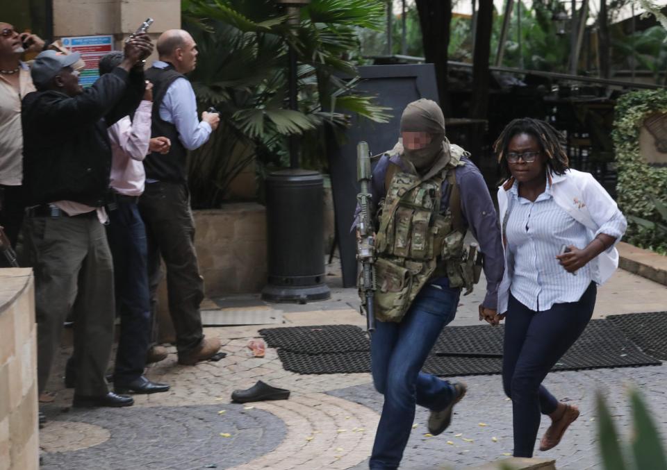The brave SAS soldier tooled up and joined the shootout at the request of Kenyan security forces