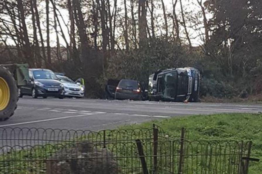 The Duke's car was badly damaged in the crash yesterday afternoon