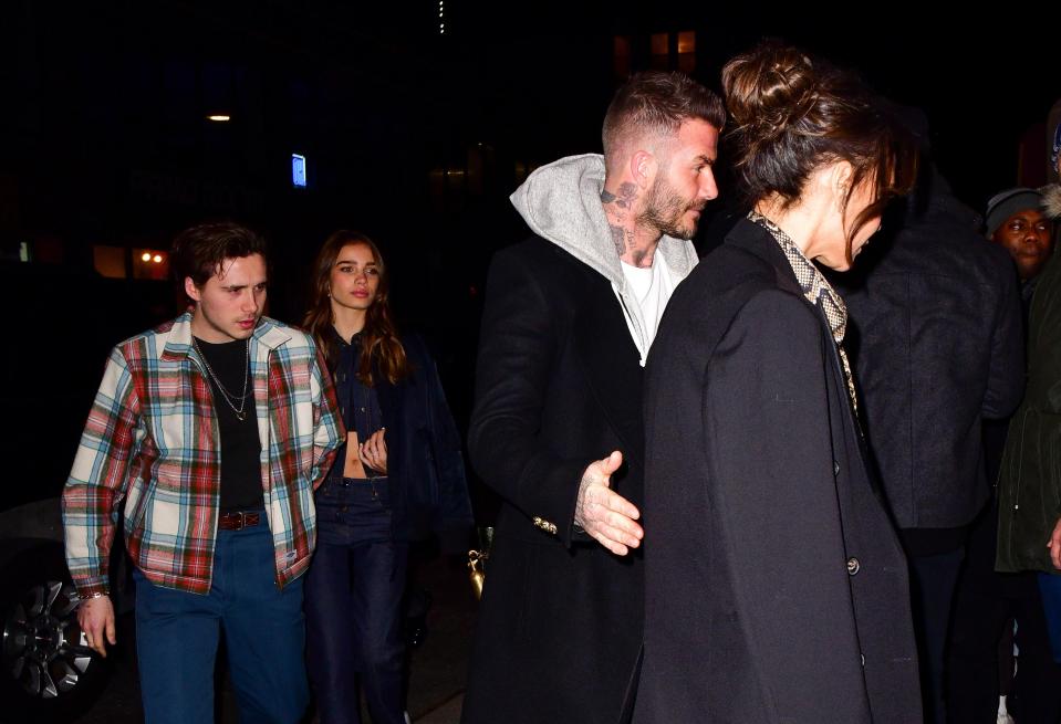  They were joined by son Brooklyn and his new girlfriend Hana Cross