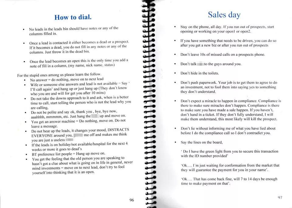 The scammers' handbook explains how to cold call their victims