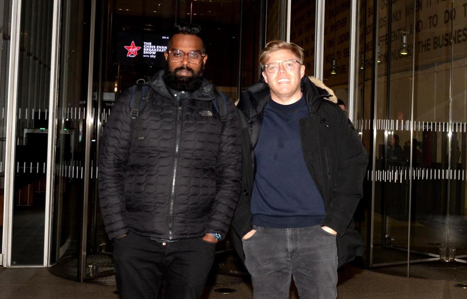  Guests Romesh Ranganathan and Rob Beckett arrived just after Chris for his new Virgin Radio breakfast show