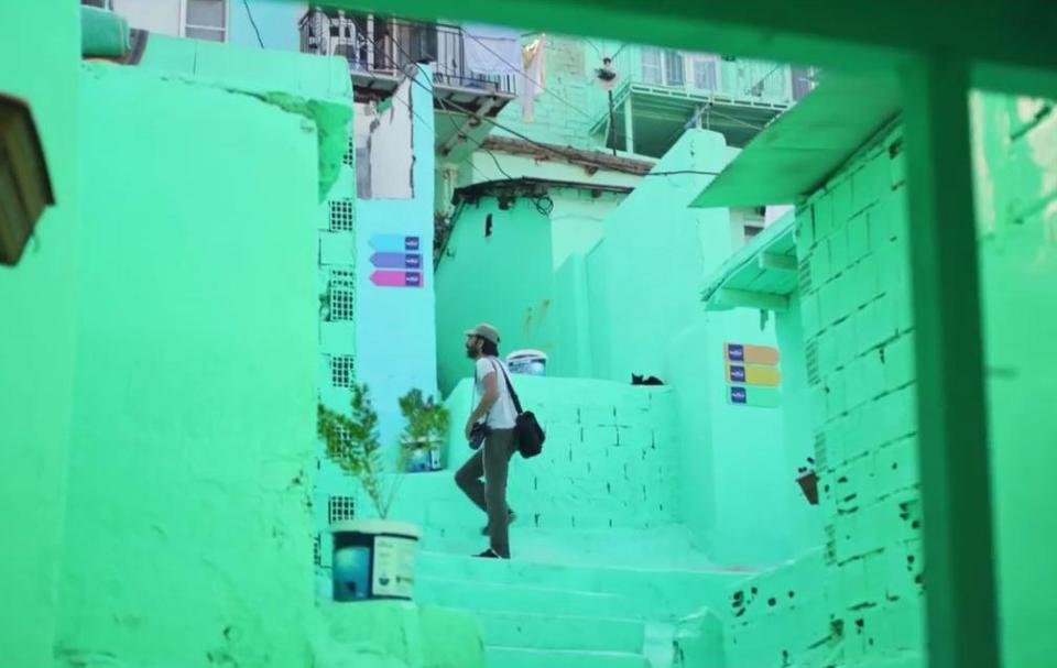 The town is now painted in a range of colours