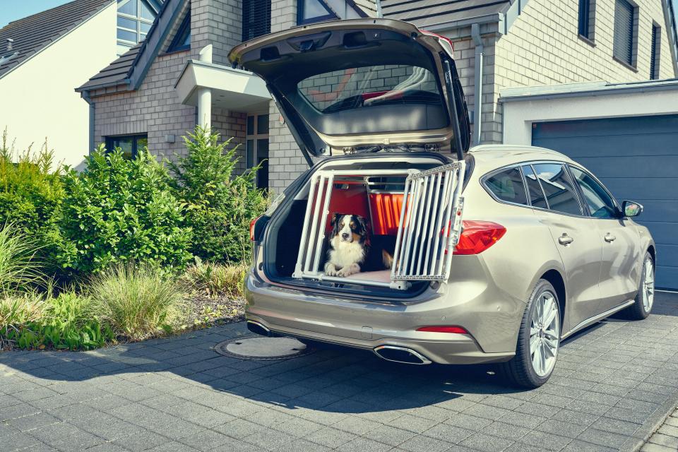  The all-new Ford Focus estate has been designed to accommodate the largest possible dog box