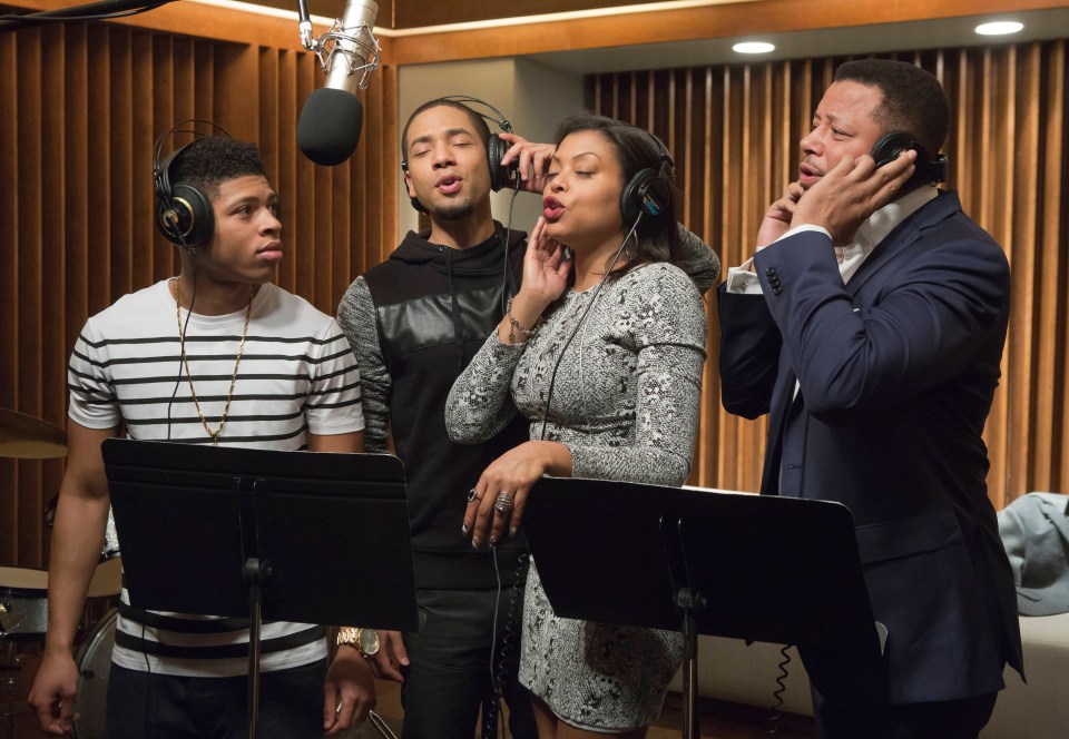 Jussie Smollett, second from left, with co-stars from hip-hop drama Empire