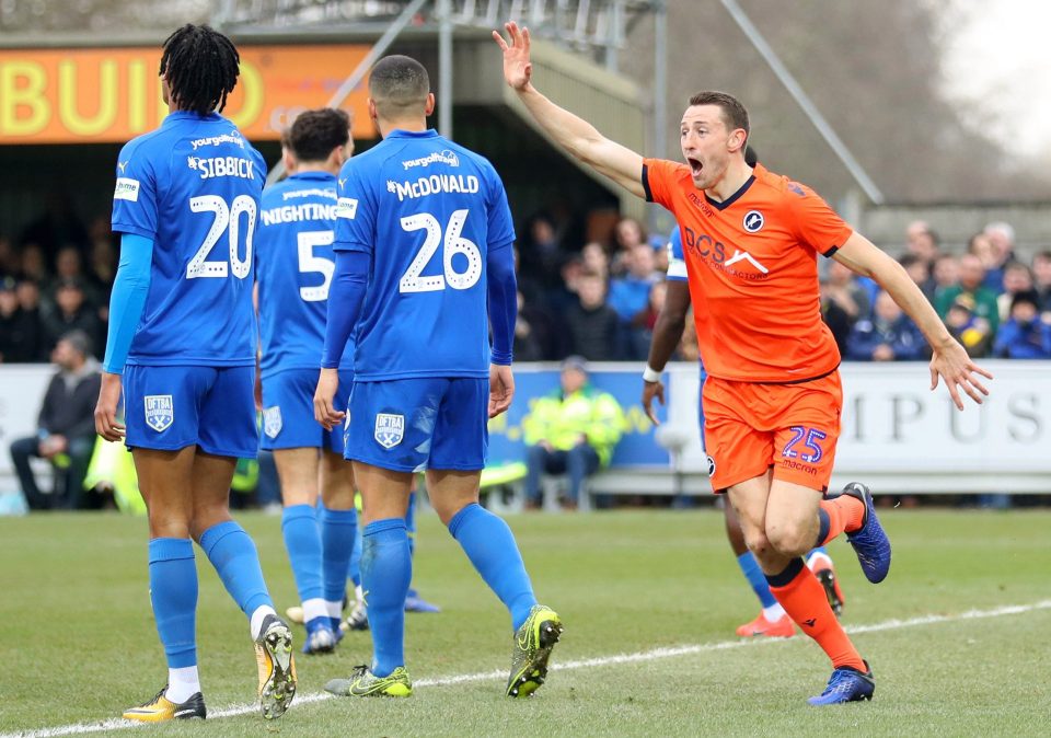 Murray Wallace celebrated his early strike away to Wimbledon