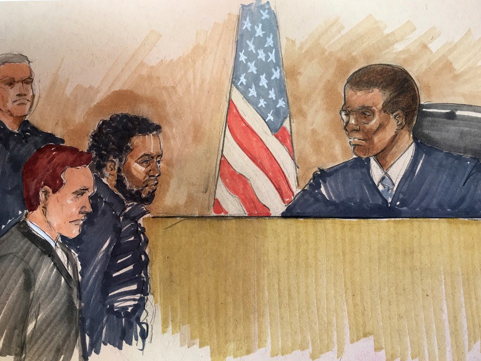  In this courtroom sketch, Smollett, appears in from before Cook County Judge John Fitzgerald Lyke Jr