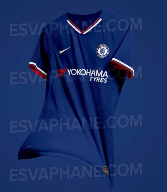  One leaked Chelsea shirt shows a classic V-neck collar with white and red trim