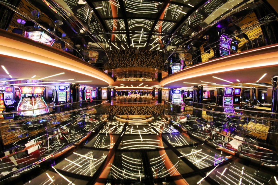On board entertainment includes a full side bowling alley and f1 simulator