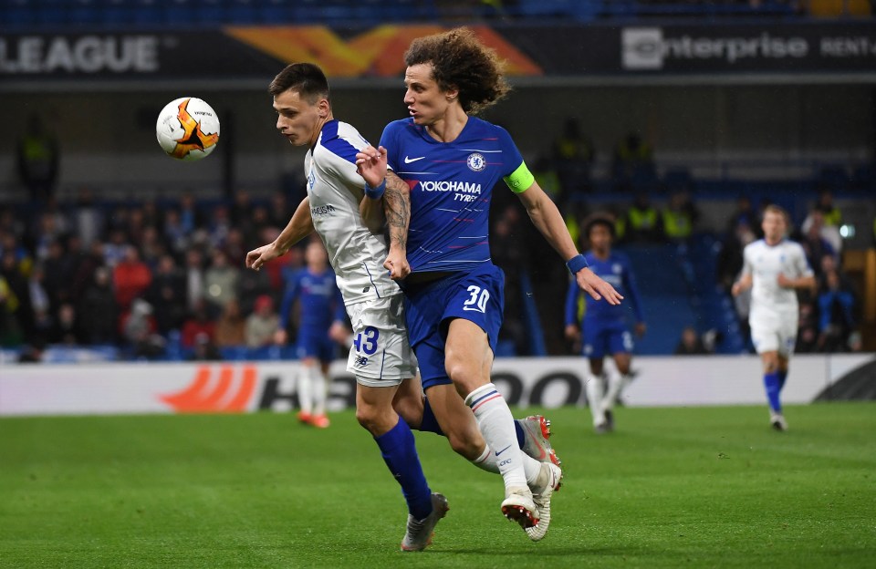  David Luiz captains Chelsea in the Europa League clash at Stamford Bridge