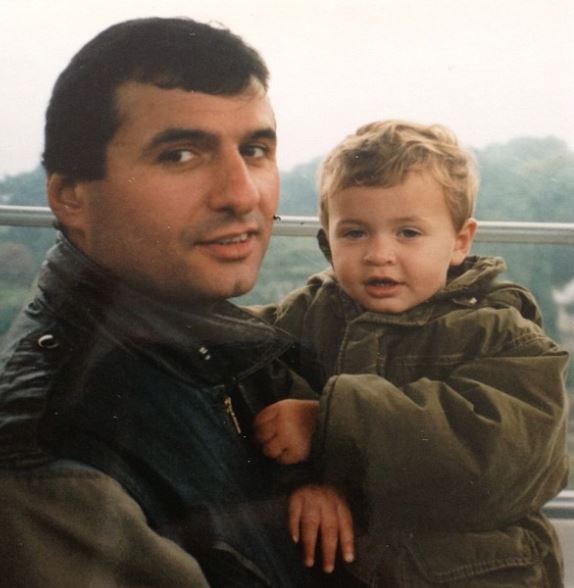 Mike as a child, pictured with his dad