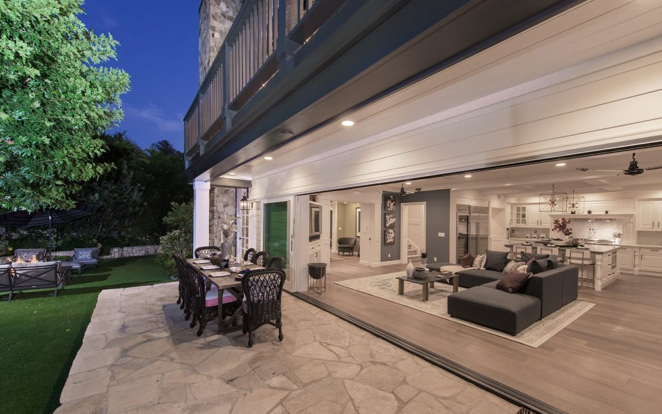 The main feature on the house is the wall-to-wall opening from kitchen to garden
