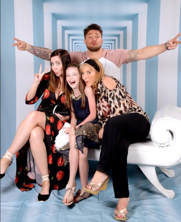 Blue singer Duncan James with daughter Tianie, centre front, her mum Claire, and his mum Fiona