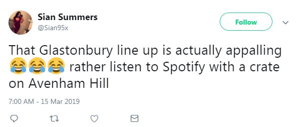  Sian was disappointed by the Glasto line-up