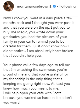  She said that Mike had been in a 'dark place'