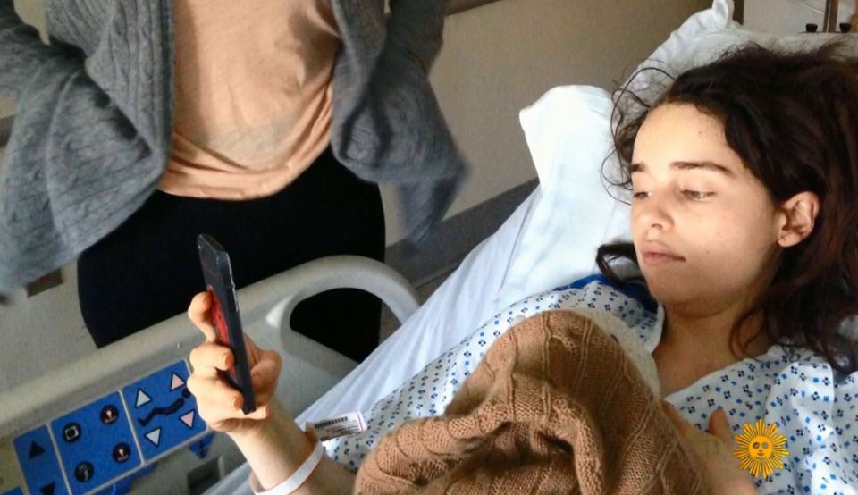  The photos show the star in hospital as she recovered from a brain aneurysm