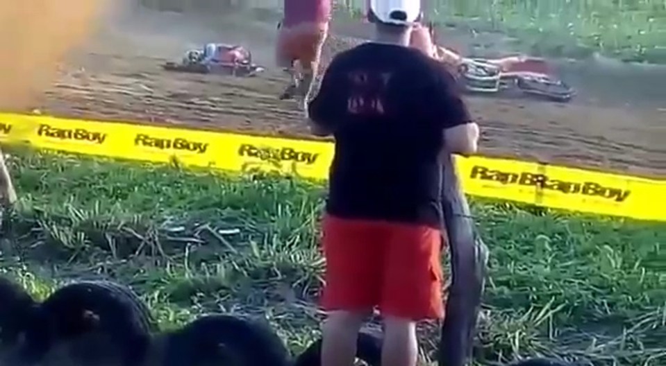  Onlookers rushed over to Hipolito's aid and removed the bike