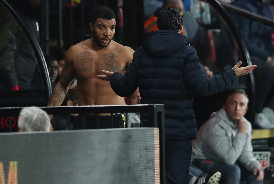 Gunners boss Unai Emery exchanged words with Deeney on the touch line 