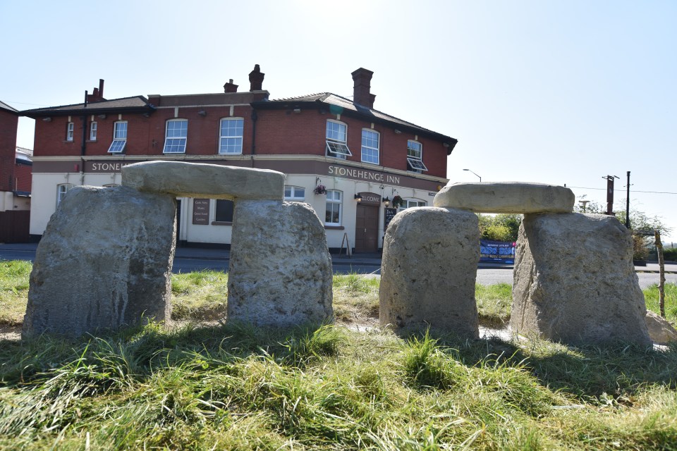 Daniel King is creating a mini replica of Stonehenge outside his pub in Amesbury, Wilts