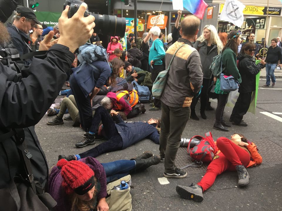  Protesters from Extinction Rebellion protested outside Goldman Sachs offices on Fleet Street