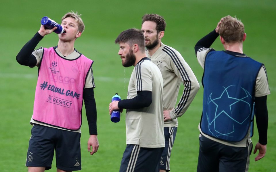Ajax trained at Tottenham's new stadium on the eve of the semi-final first leg