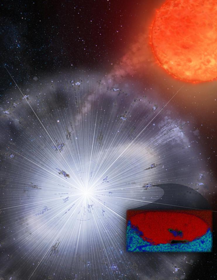  A grain of dust (inset) found by scientists is thought to have formed by an exploding star (main image)