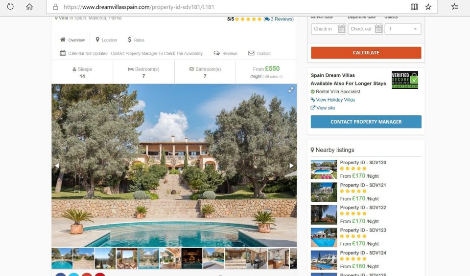  The Kennedys had booked a seven-bed villa through scam site dreamvillasspain.com