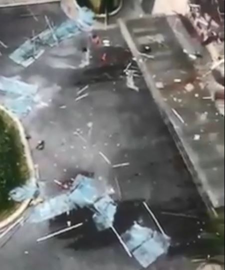 There were scenes of devastation after the explosion at the Shangri-La Hotel 