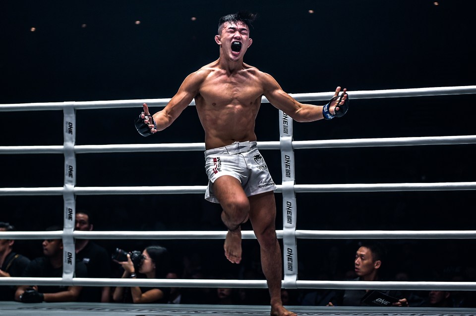  As Lee floored Aoki the challenger forced the finish with ground and pound