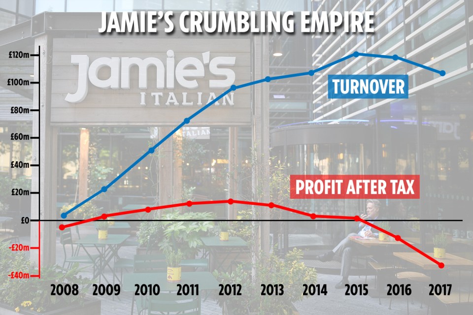 Graph showing Jamie's Restaurant profit vs turnover