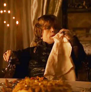 Tyrion removed his napkin twice in the 20 second scene